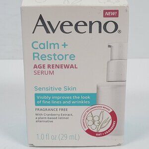 Aveeno Calm + Restore Age Renewal Serum With Cranberry & Oat 1.0 Fl Oz NIB